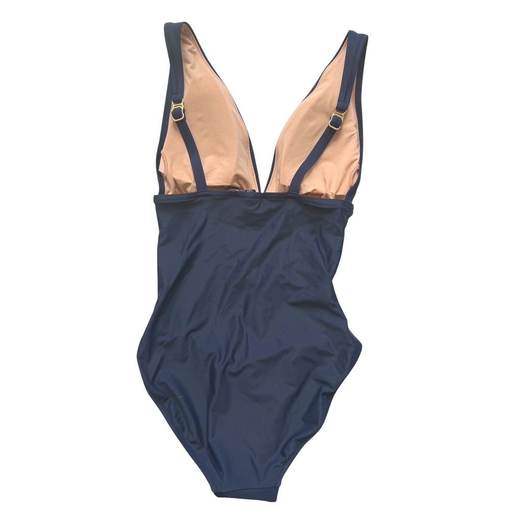 J CREW Ruched plunge one-piece swimsuit XS blue NWT - Picture 3 of 10